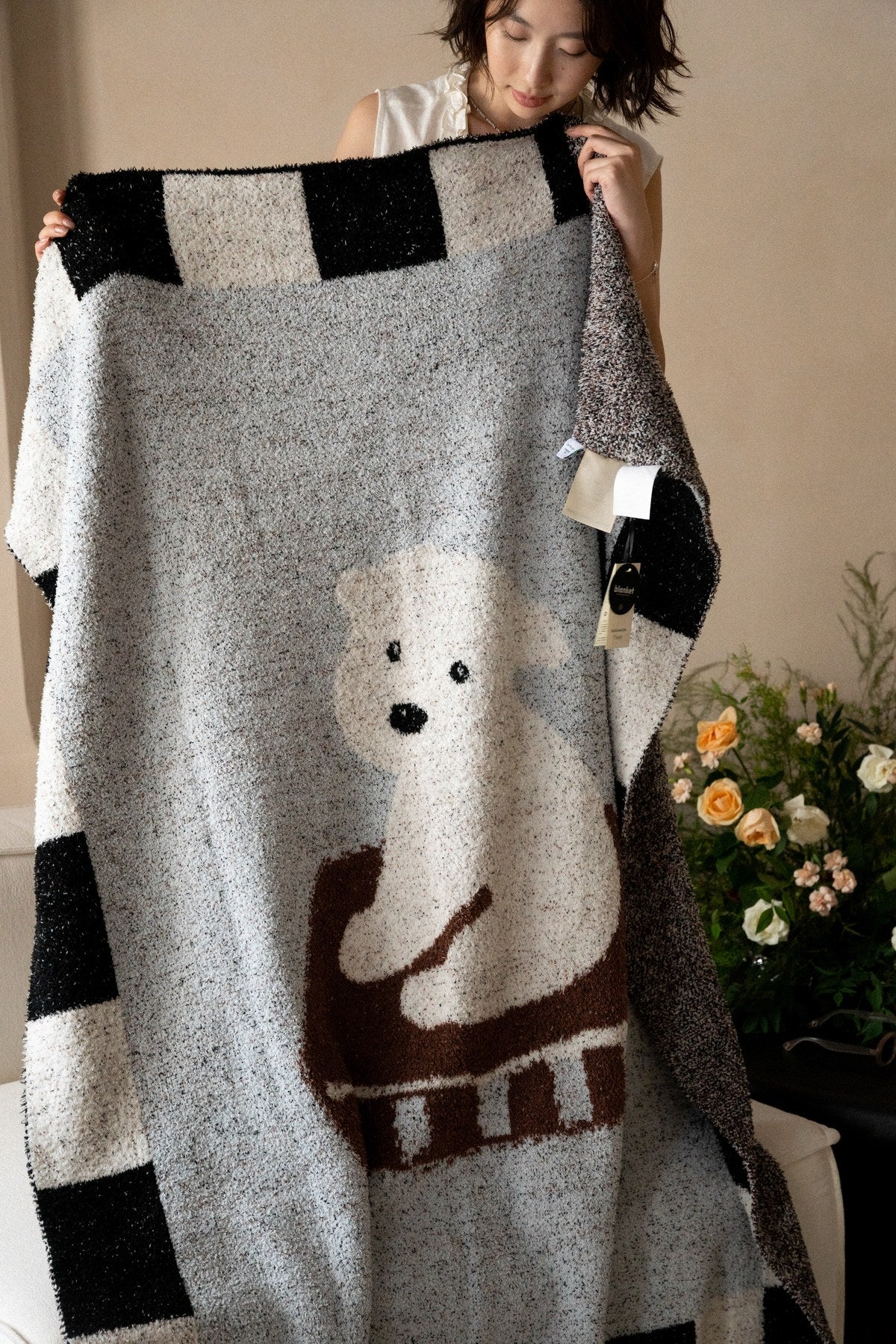 Half-Velvet Knit Throw Blanket - Bichon - image 6