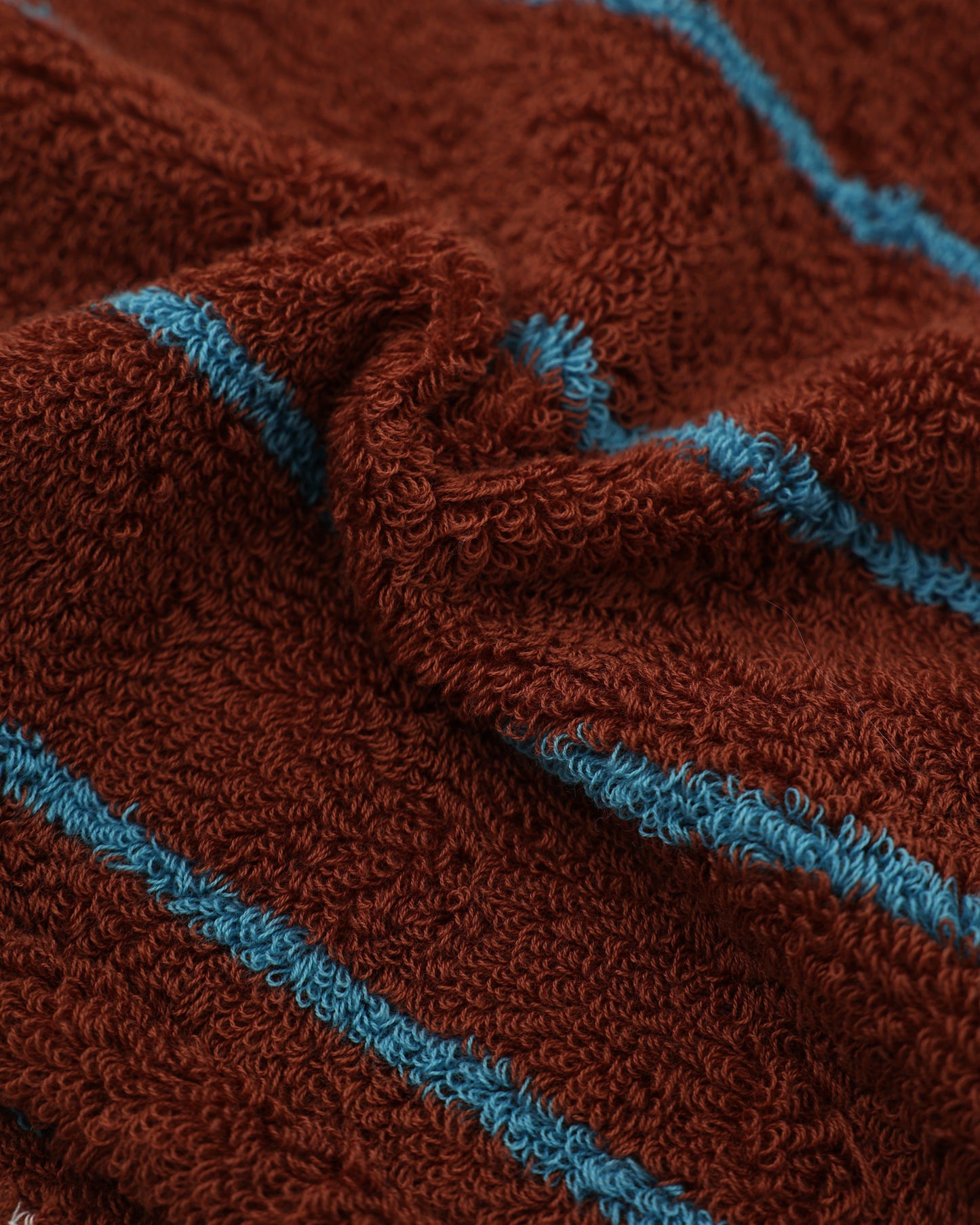 Retro Stripe Cotton Hair Towel Wrap - Mocha / Blue - view 6