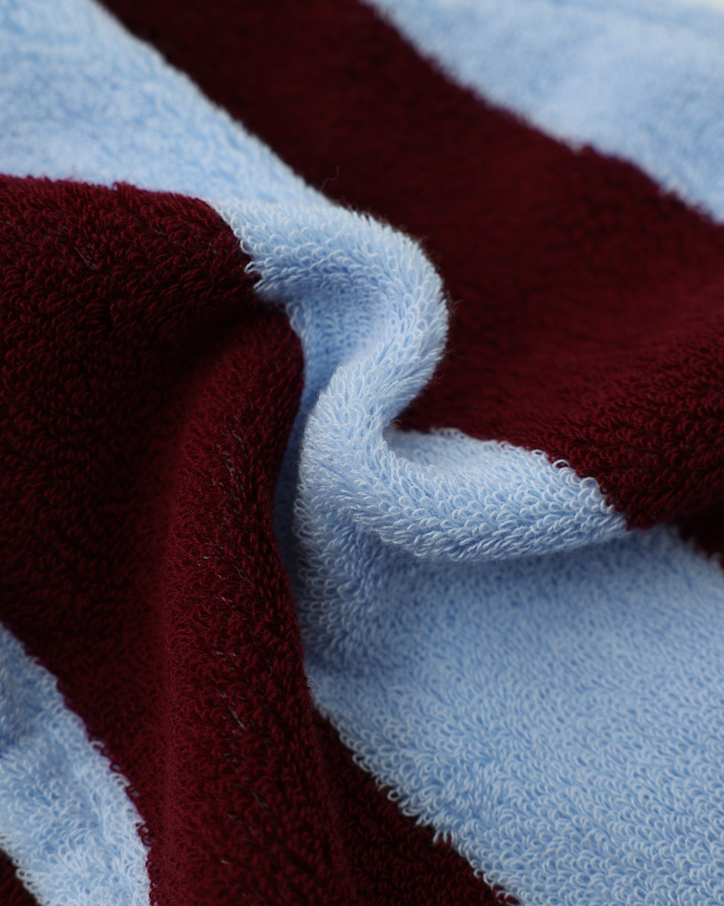 Retro Stripe Cotton Hair Towel Wrap - Sky Blue / Bordeaux - view 6