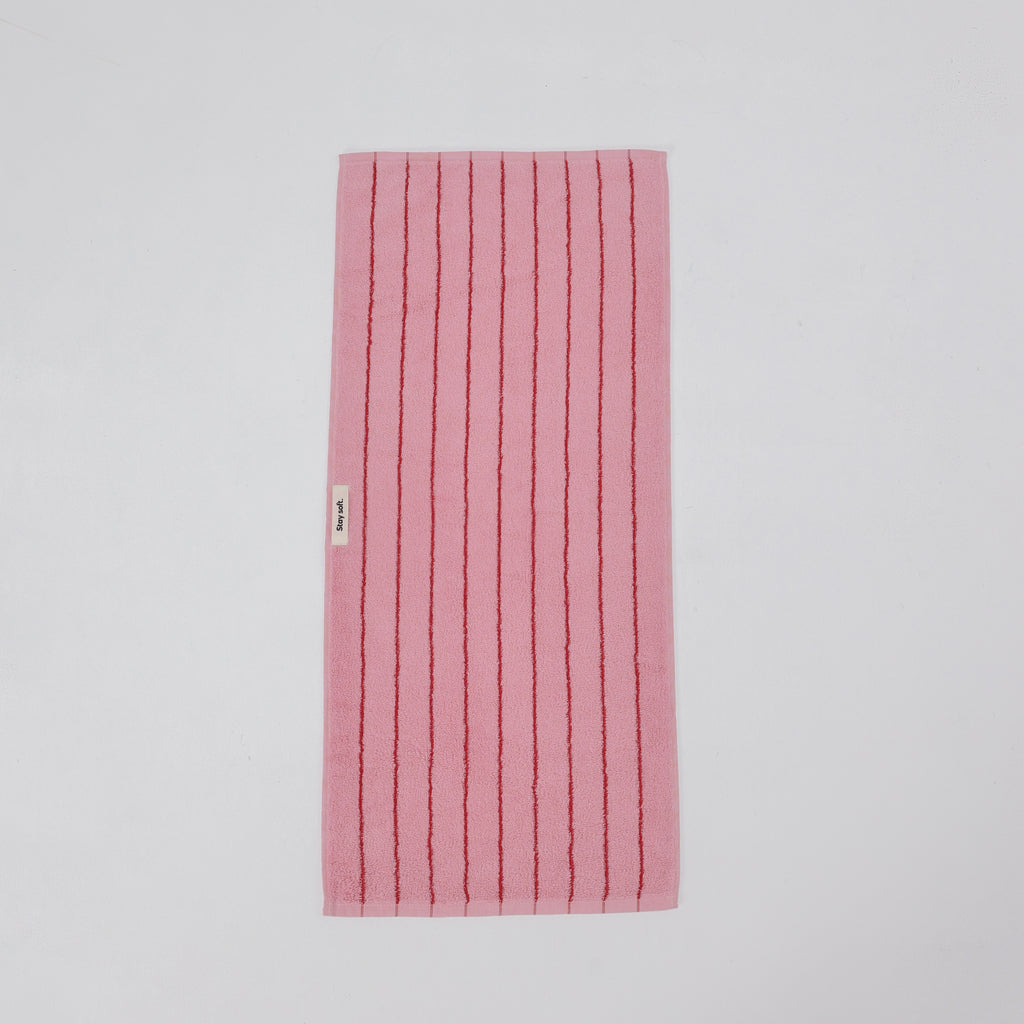 Vintage Stripe Cotton Towel Set - Pink / Red