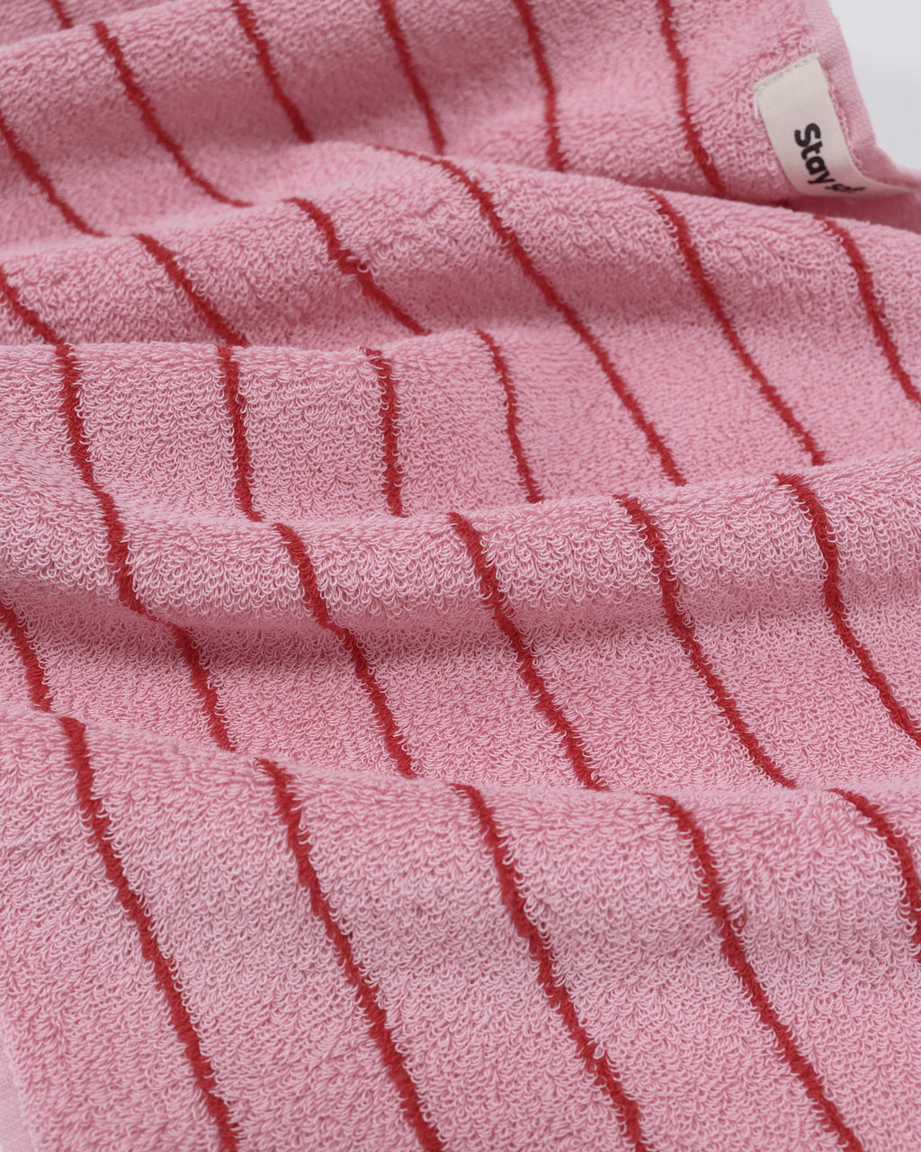 Vintage Stripe Cotton Towel Set - Pink / Red