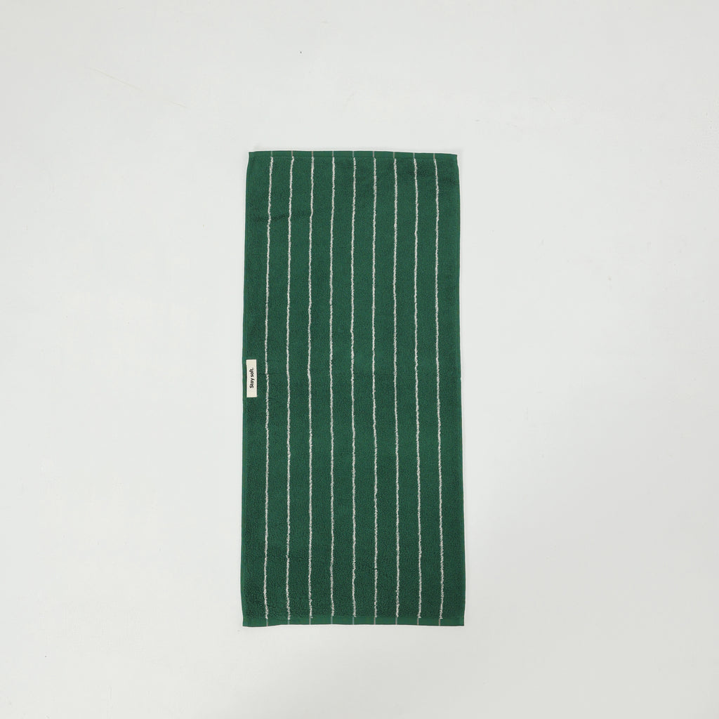 Vintage Stripe Cotton Towel Set - Green / White