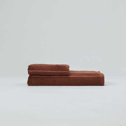 Vintage Stripe Cotton Towel Set - Brown / Pink