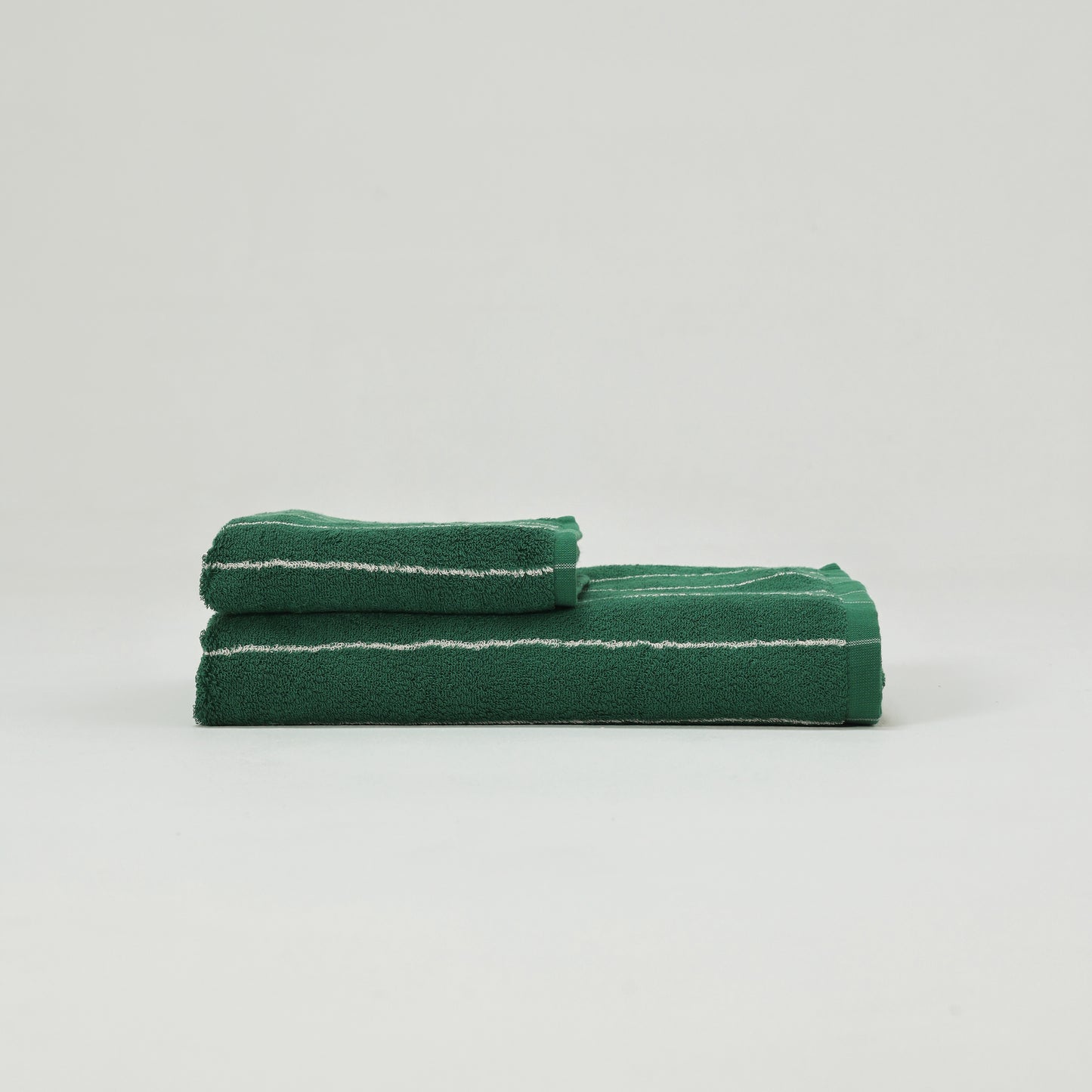 Vintage Stripe Cotton Towel Set - Green / White