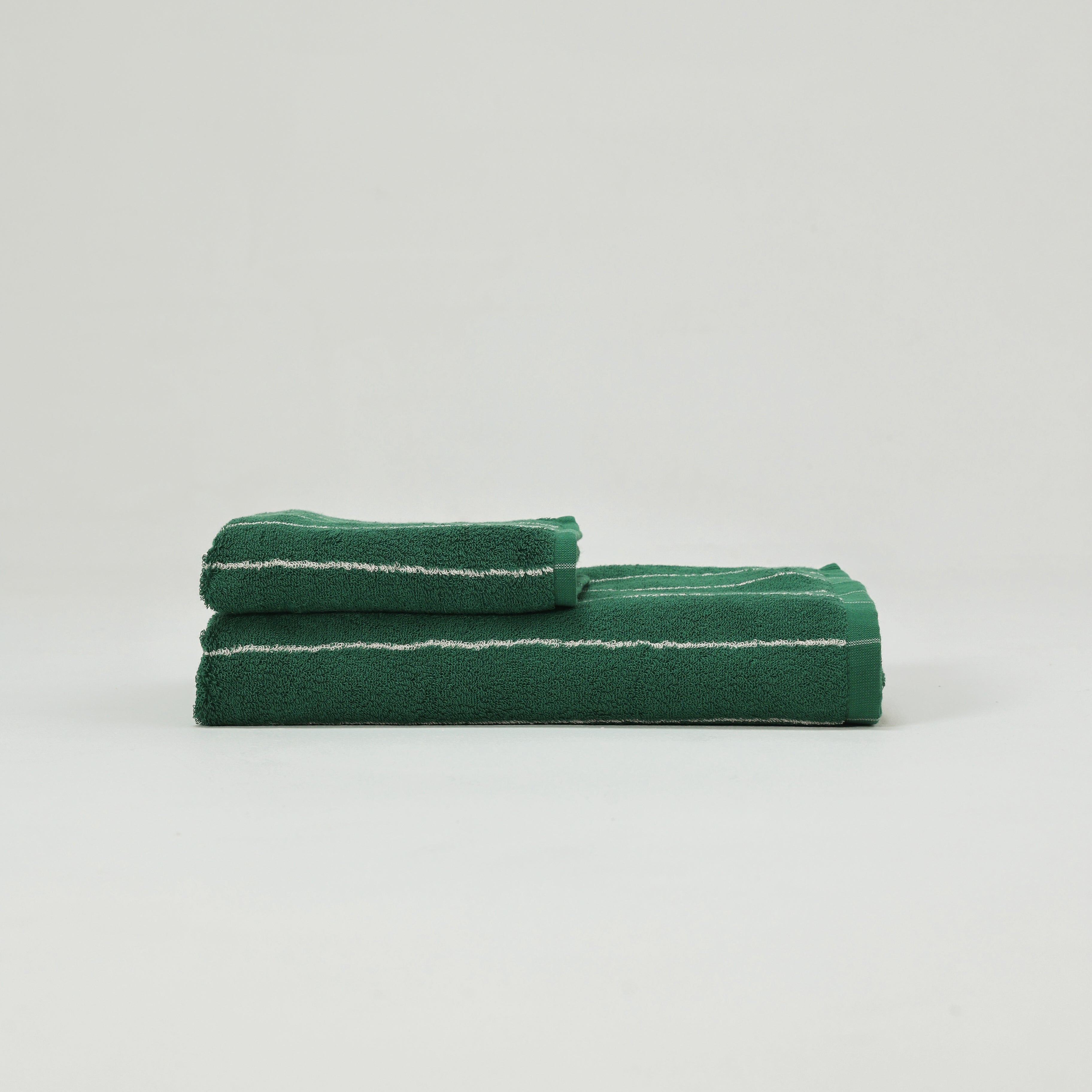 Vintage Stripe Cotton Towel Set - Green / White