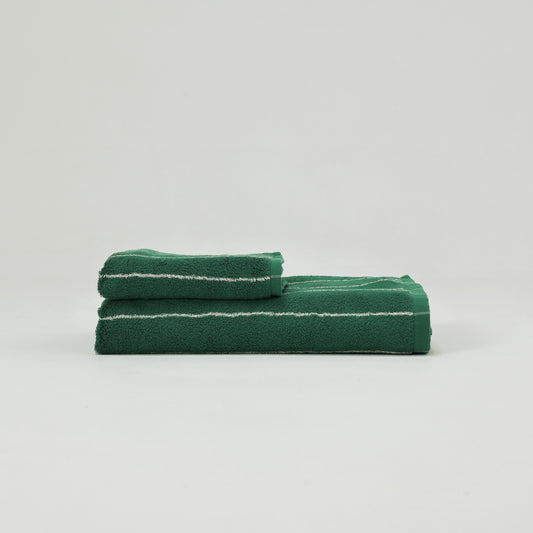 Vintage Stripe Cotton Towel Set - Green / White