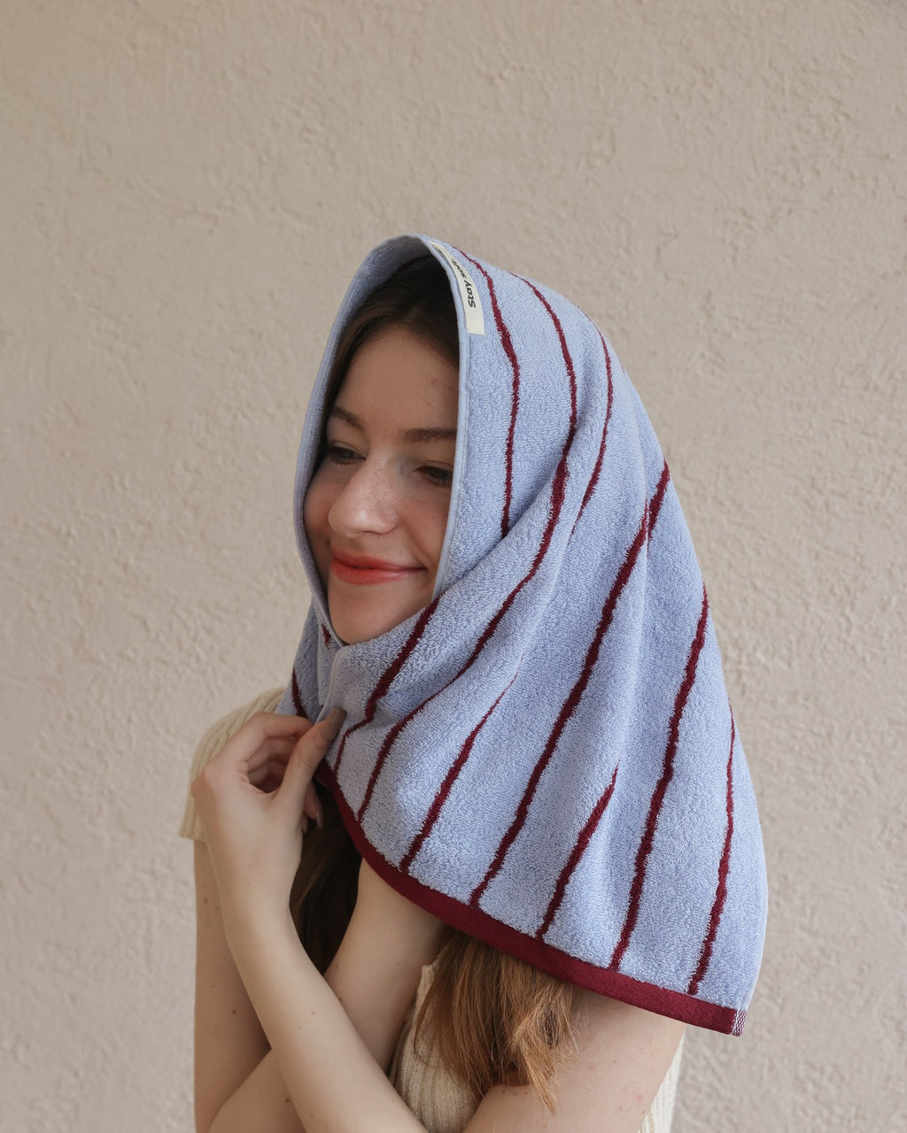 Classic Stripe Cotton Towel Set - Blue / Red