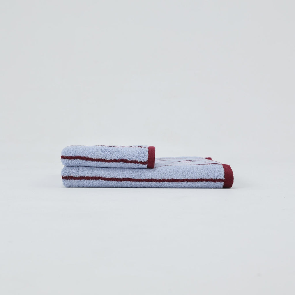 Classic Stripe Cotton Towel Set - Blue / Red
