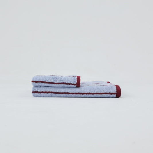 Classic Stripe Cotton Towel Set - Blue / Red