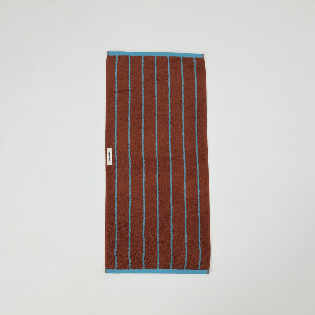 Classic Stripe Cotton Towel Set - Brown / Blue