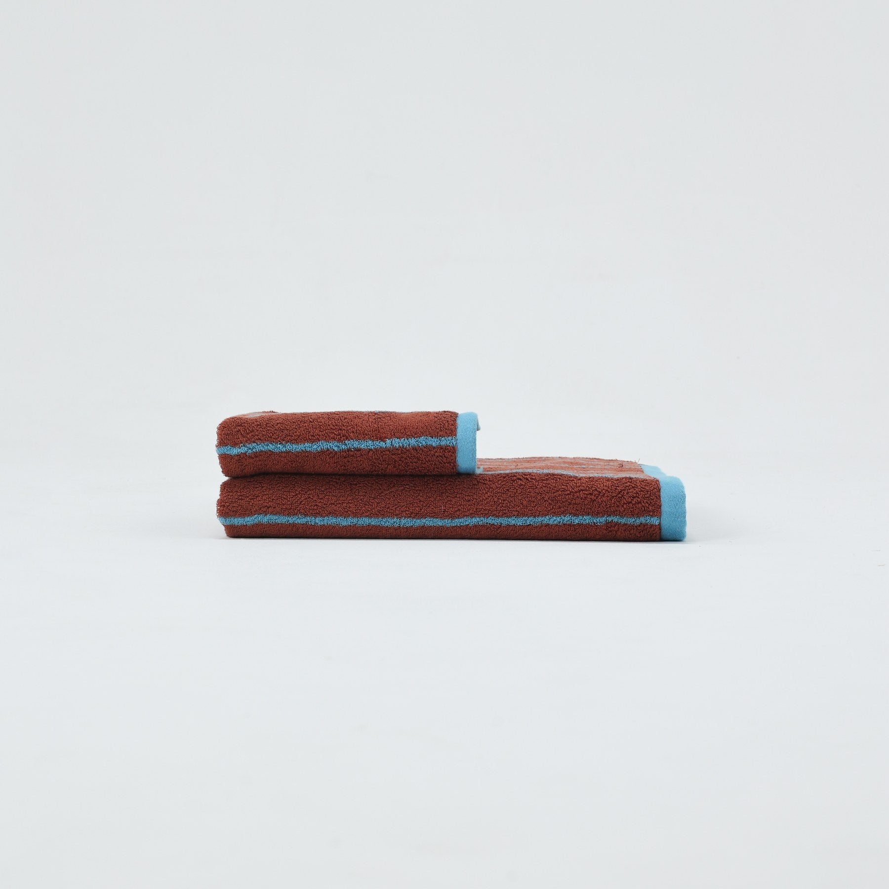 Classic Stripe Cotton Towel Set - Brown / Blue