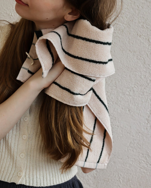 Classic Stripe Cotton Towel Set - Green / Beige