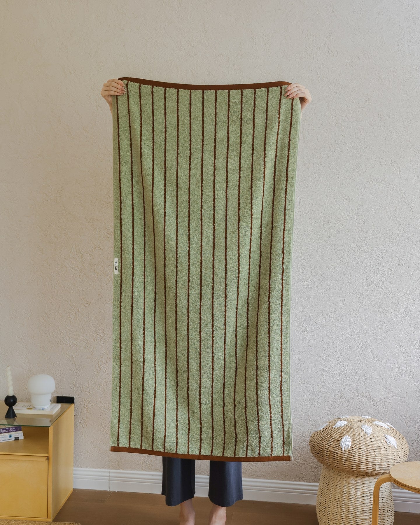 Classic Stripe Cotton Towel Set - Green / Brown