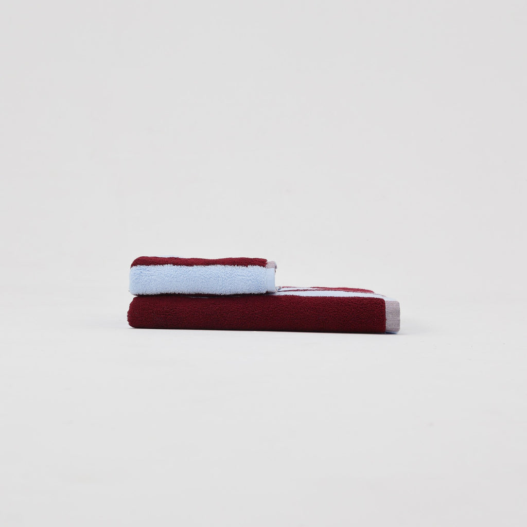 Thick Stripe Cotton Towel Set - Blue / Red