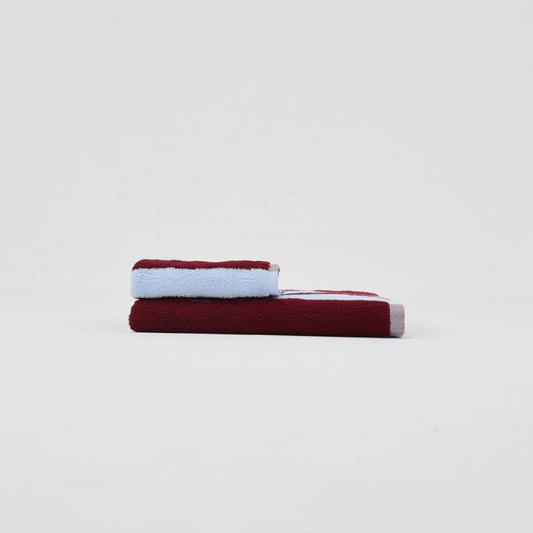 Thick Stripe Cotton Towel Set - Blue / Red