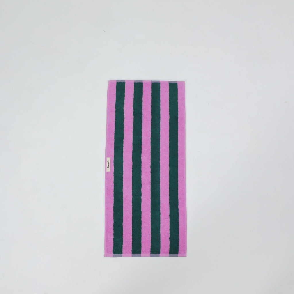 Thick Stripe Cotton Towel Set - Green / Purple