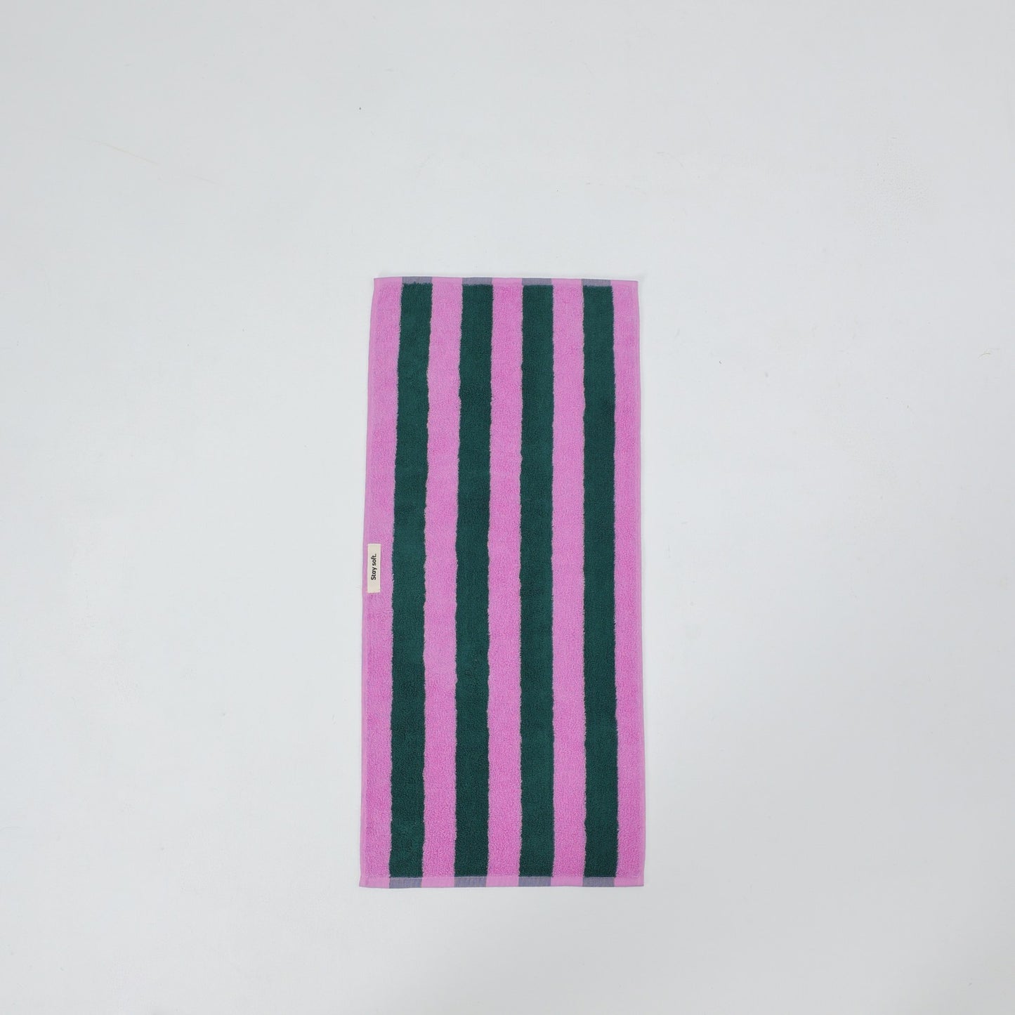 Thick Stripe Cotton Towel Set - Green / Purple