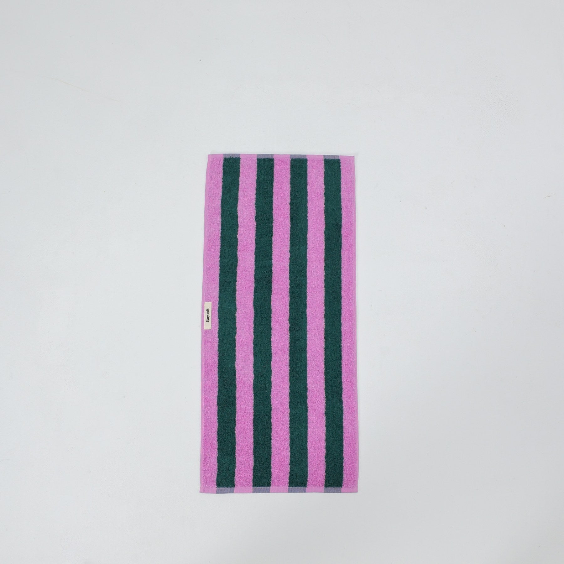 Thick Stripe Cotton Towel Set - Green / Purple
