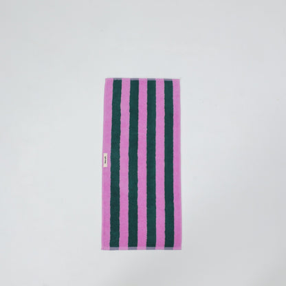 Thick Stripe Cotton Towel Set - Green / Purple