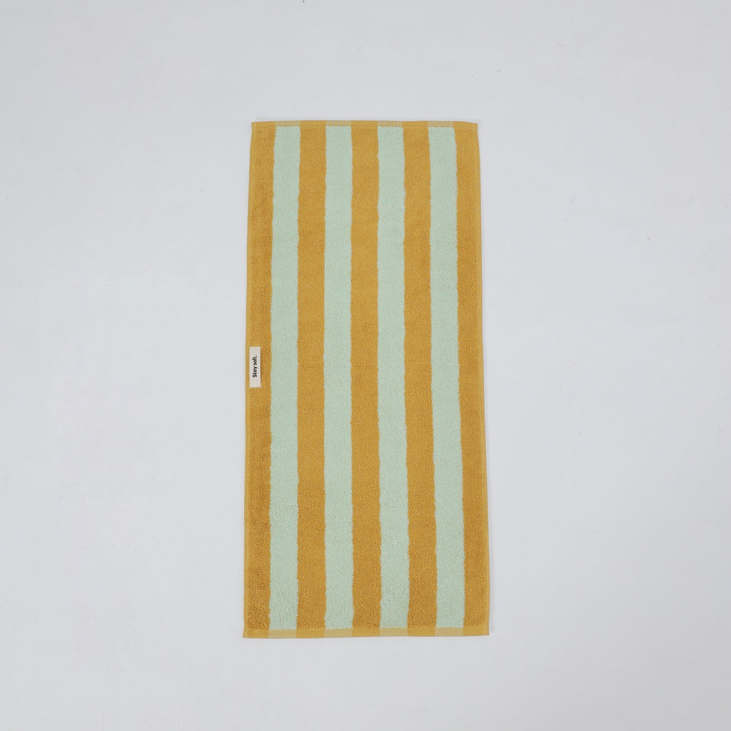 Thick Stripe Cotton Towel Set - Green / Yellow