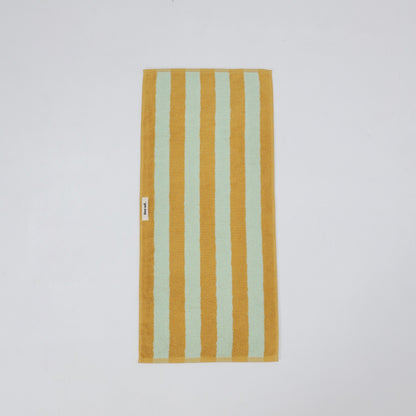 Thick Stripe Cotton Towel Set - Green / Yellow