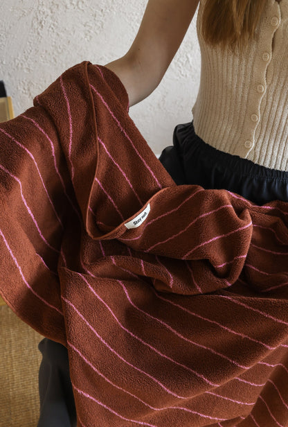 Vintage Stripe Cotton Towel Set - Brown / Pink