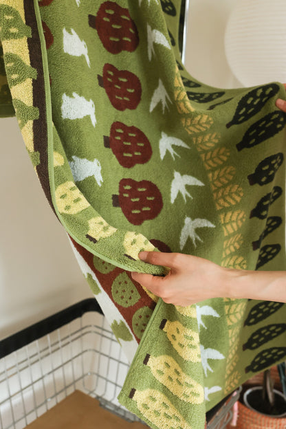Fairy Forest Low-Twist Cotton Towel Set - Green / Brown - view 3