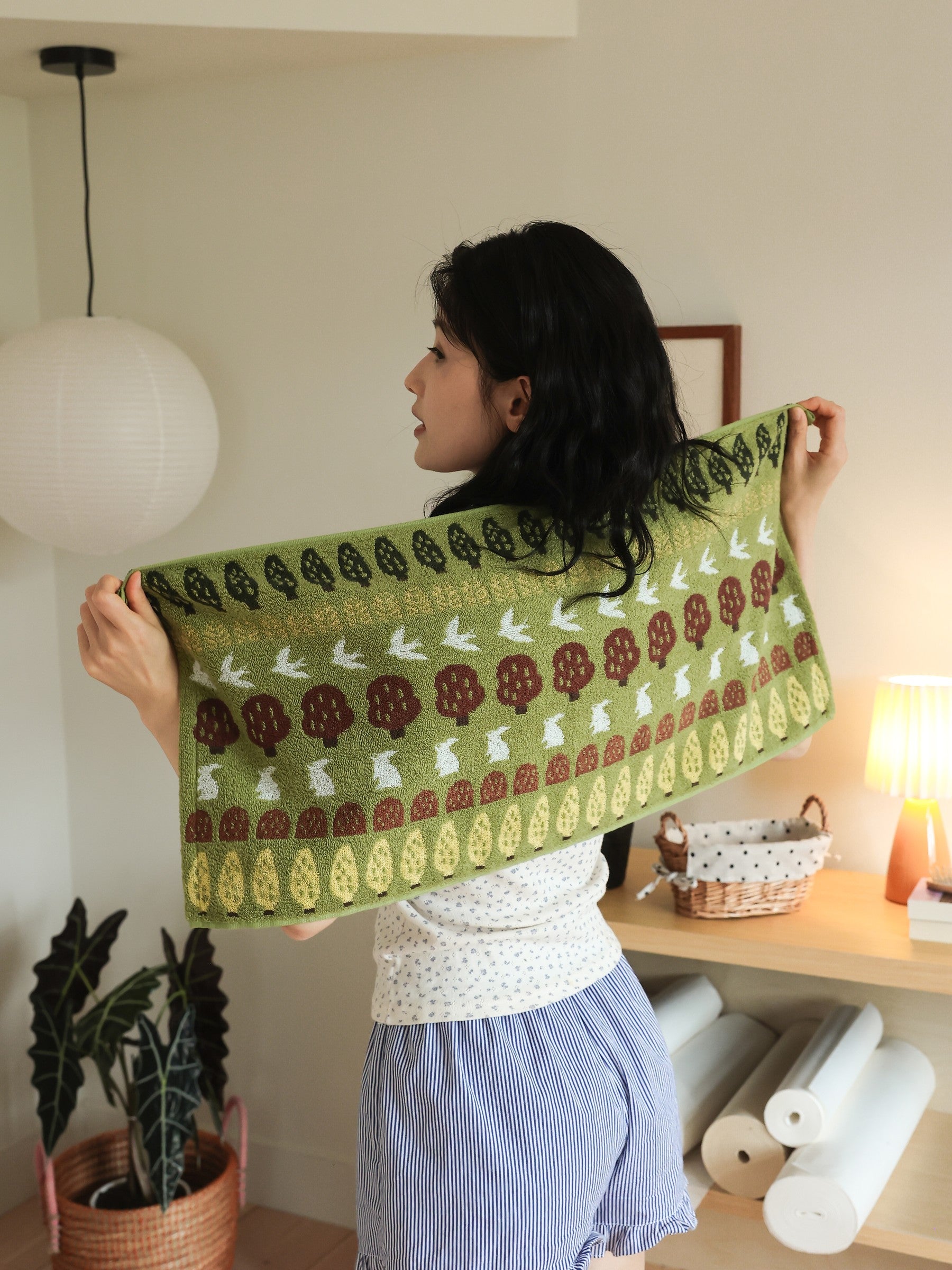 Fairy Forest Low-Twist Cotton Towel Set - Green / Brown - view 5