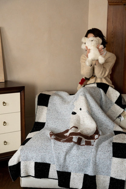 Half-Velvet Knit Throw Blanket - Bichon - image 1