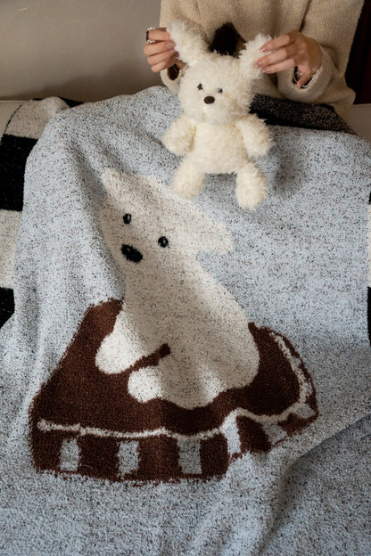 Half-Velvet Knit Throw Blanket - Bichon - image 2