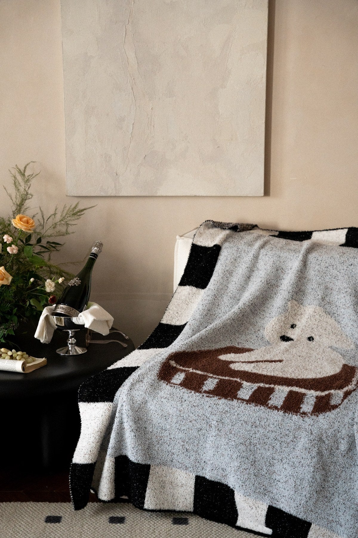 Half-Velvet Knit Throw Blanket - Bichon - image 3