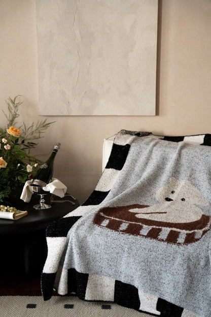 Half-Velvet Knit Throw Blanket - Bichon - image 3