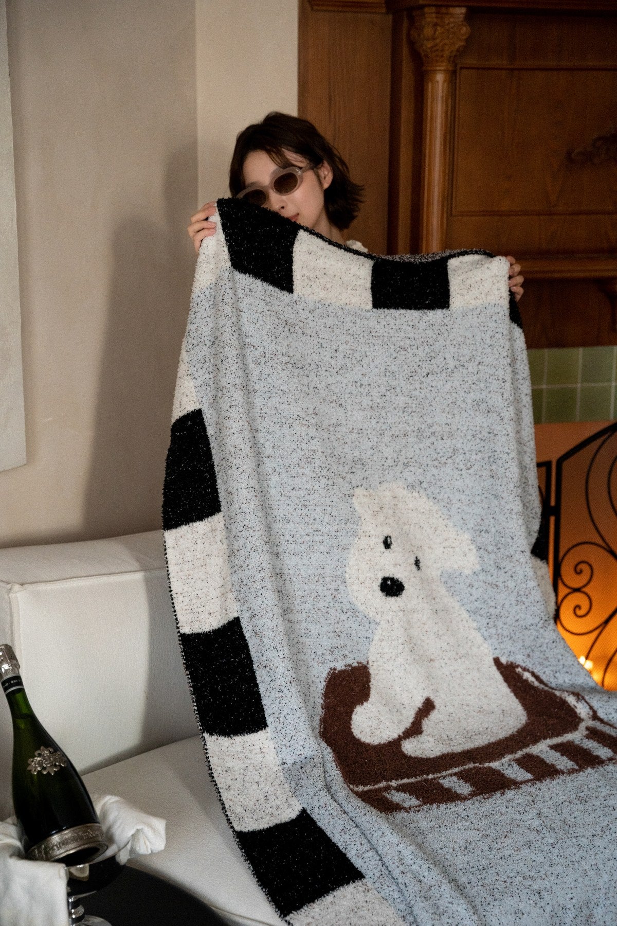 Half-Velvet Knit Throw Blanket - Bichon - image 4