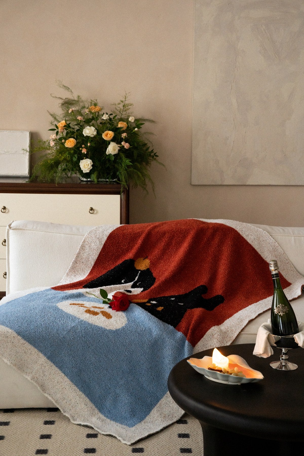Half-Velvet Knit Throw Blanket - Lunch Dog - image 1