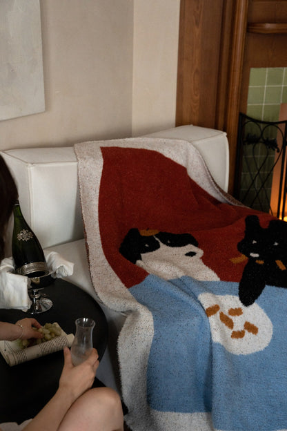 Half-Velvet Knit Throw Blanket - Lunch Dog - image 4