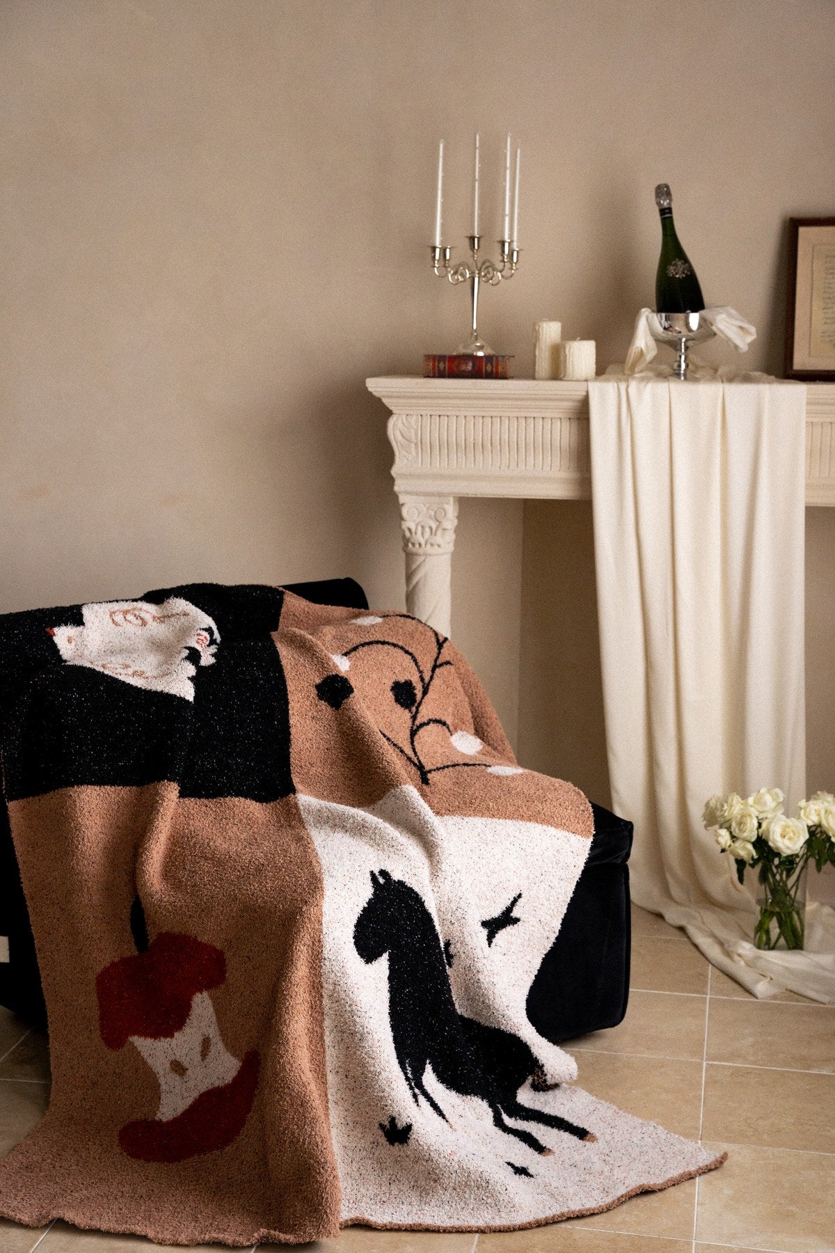 Half-Velvet Knit Throw Blanket - Music Box - image 1