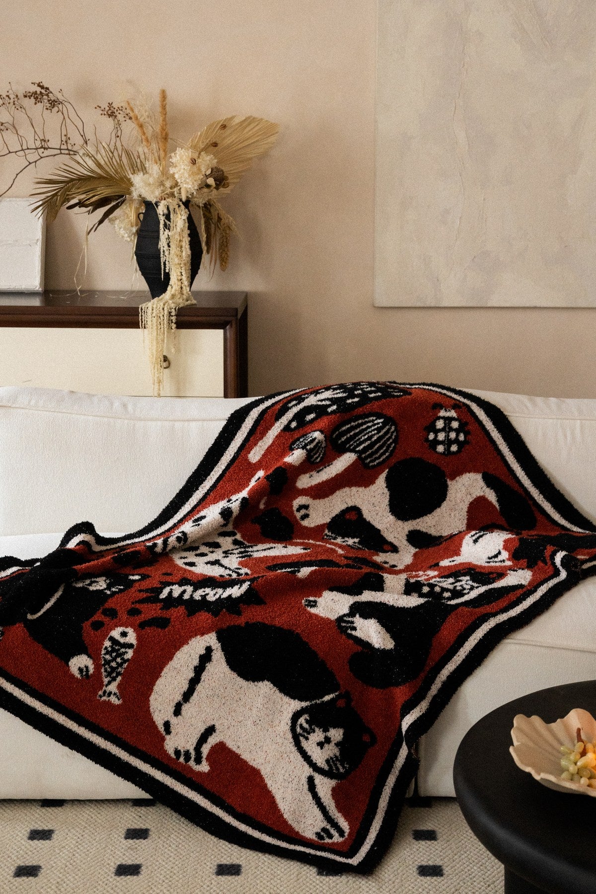 Half-Velvet Knit Throw Blanket - Riot Cat - image 1
