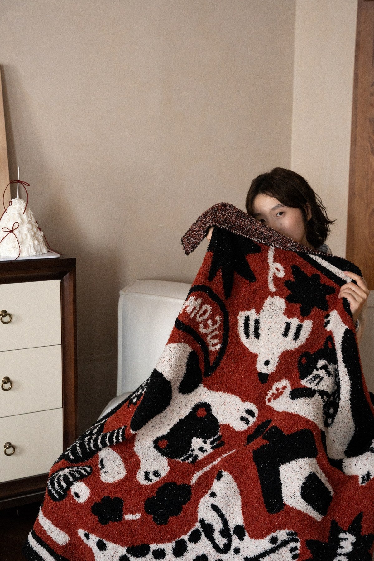 Half-Velvet Knit Throw Blanket - Riot Cat - image 4
