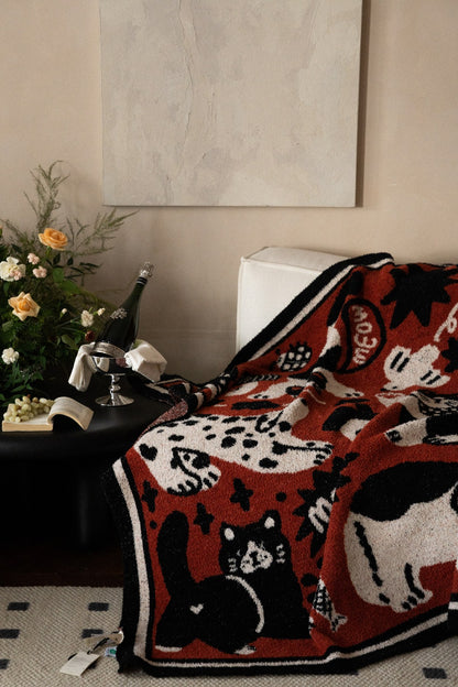 Half-Velvet Knit Throw Blanket - Riot Cat - image 5