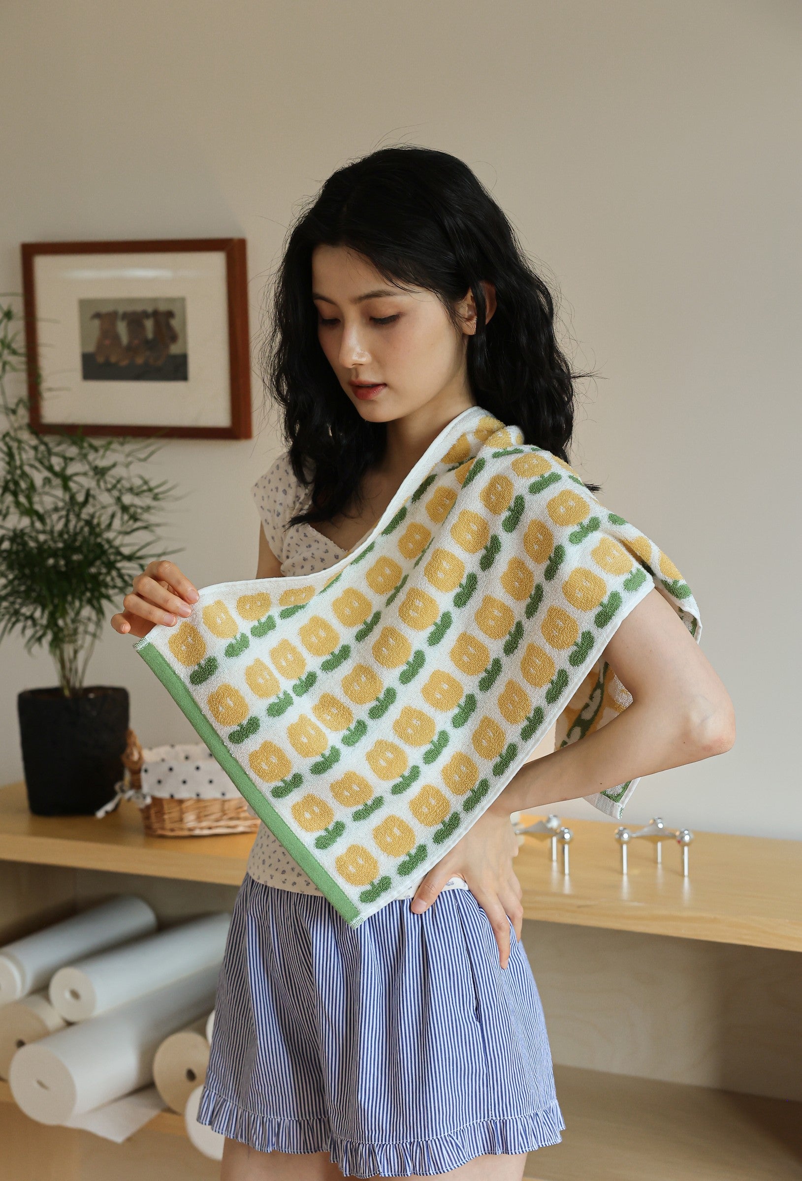 Lily Bloom Jacquard Cotton Towel Set - Yellow - view 4