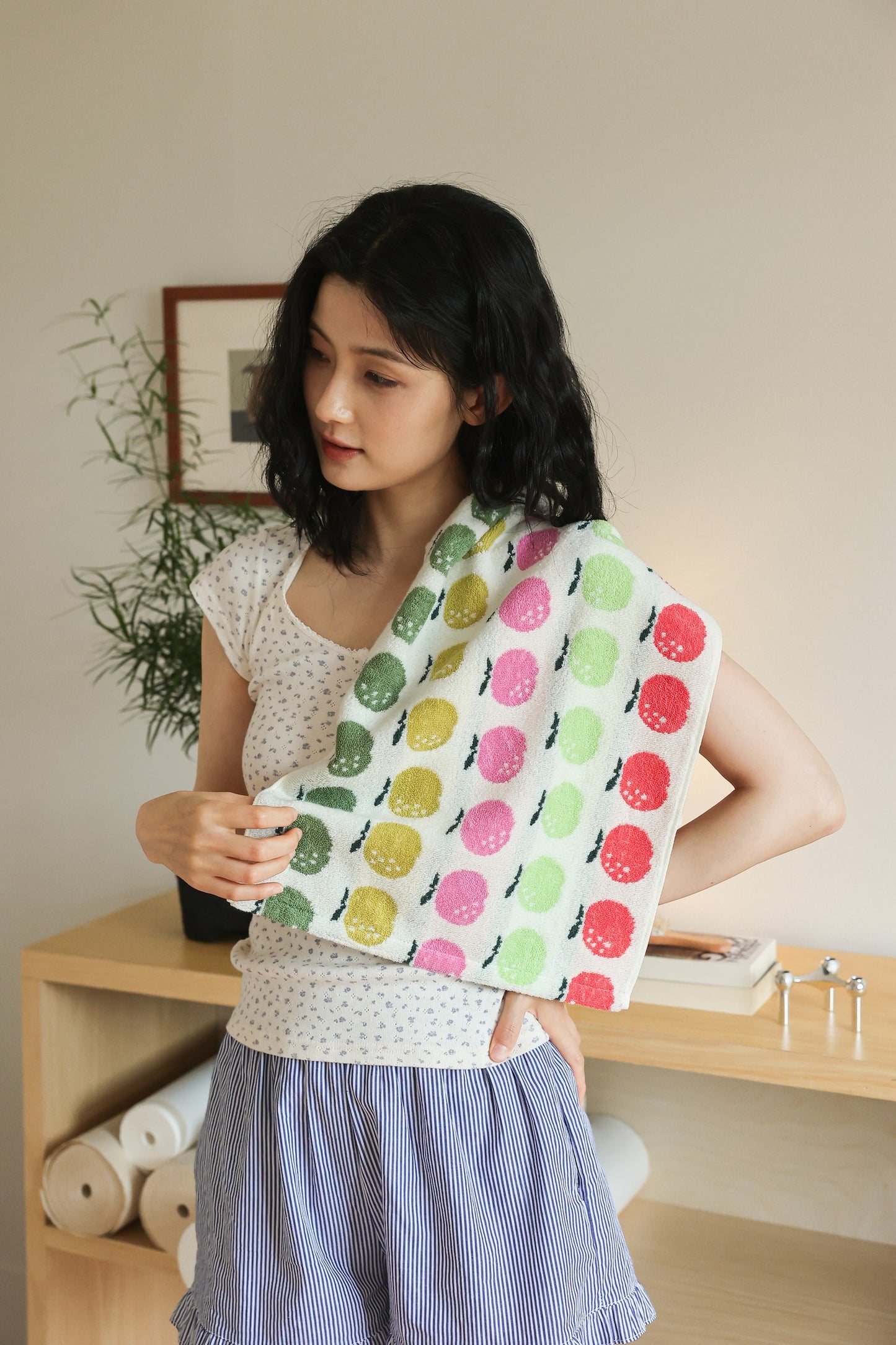 Lucky Orange Jacquard Cotton Towel Set - Beige - view 4