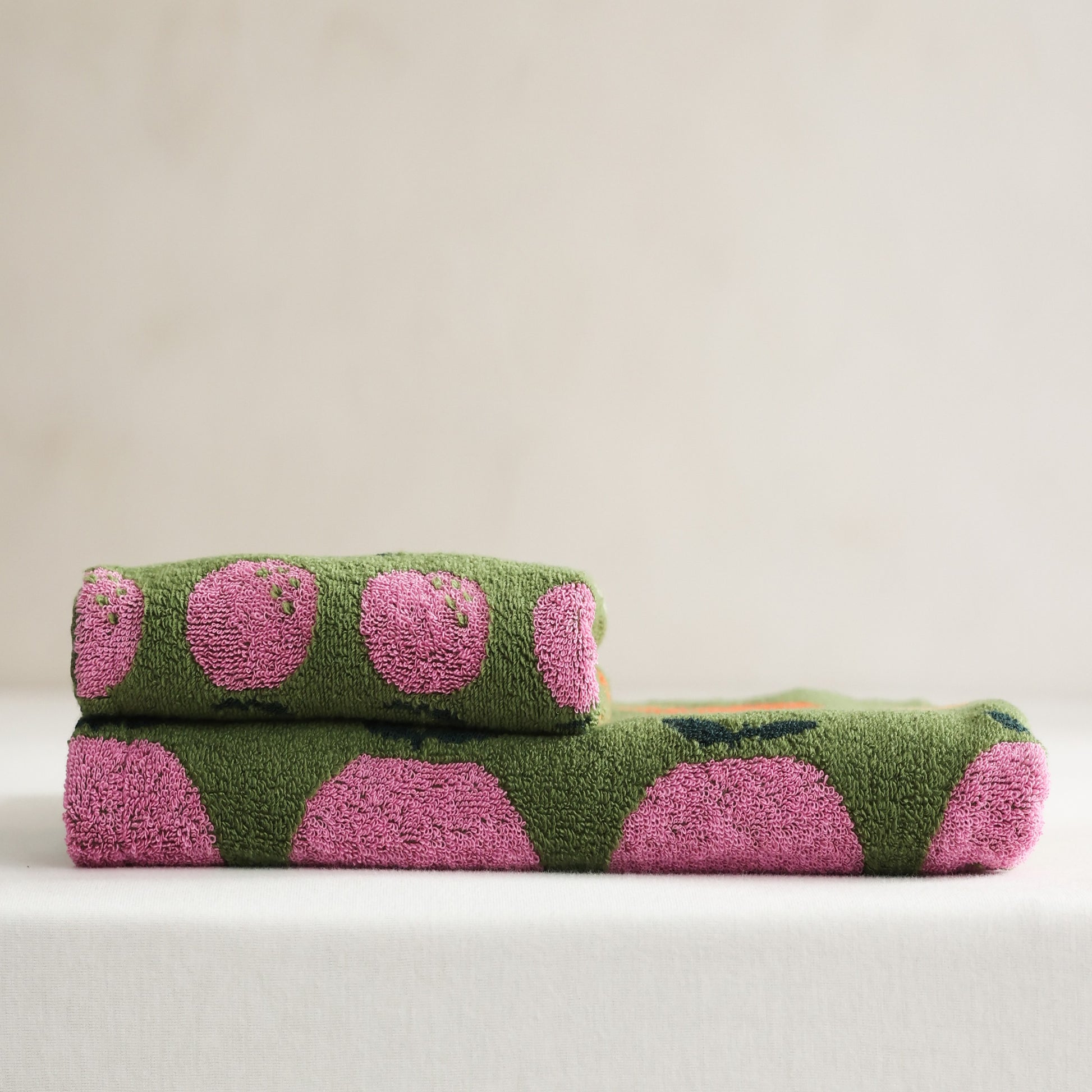 Lucky Orange Jacquard Cotton Towel Set - Green - view 1