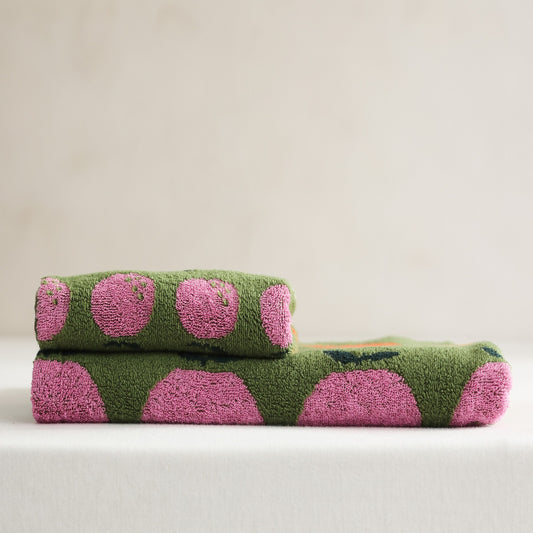 Lucky Orange Jacquard Cotton Towel Set - Green - view 1