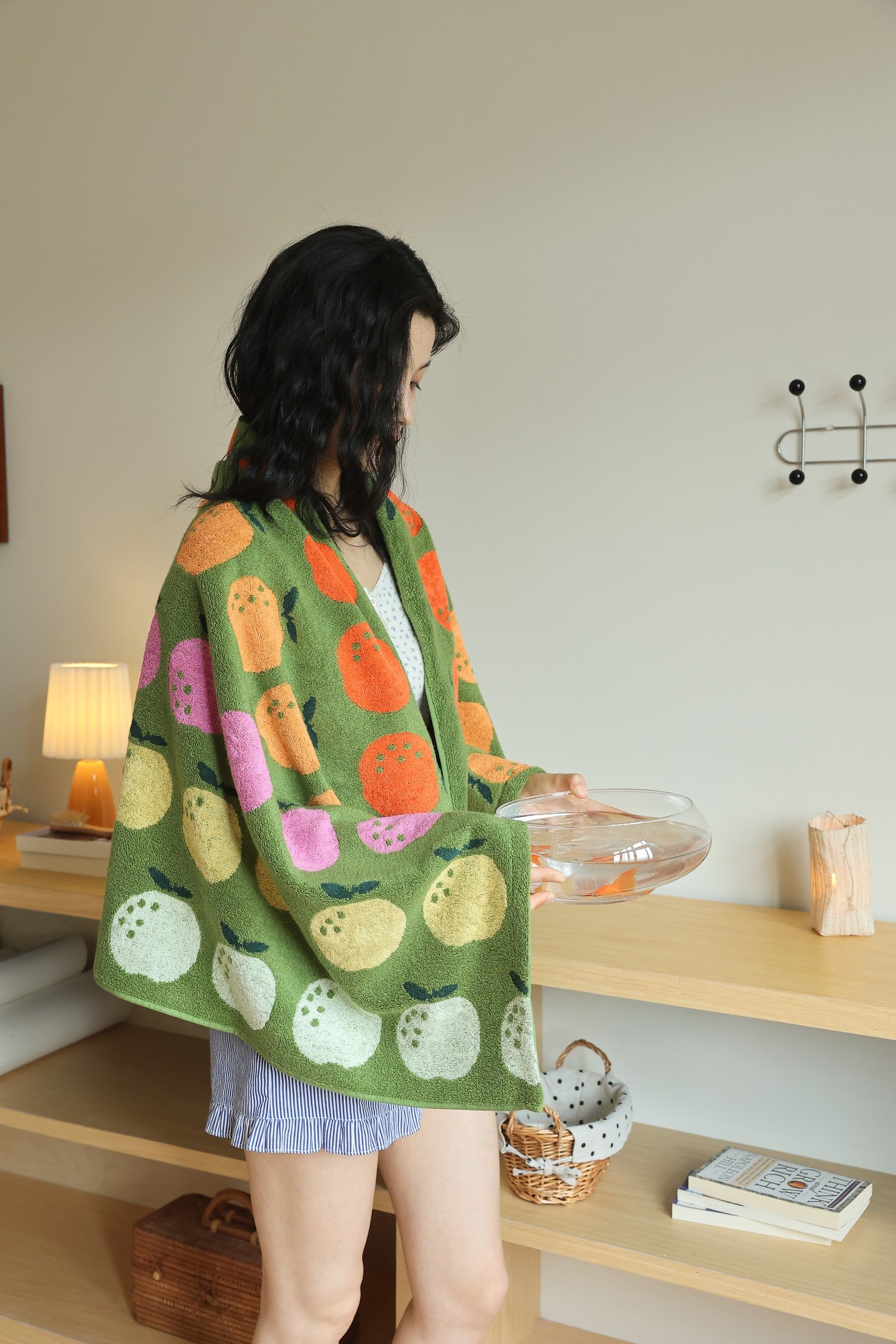Lucky Orange Jacquard Cotton Towel Set - Green - view 3
