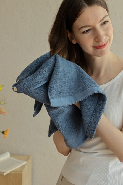 Oversized Cotton Towel Set - Deep Blue - view 4