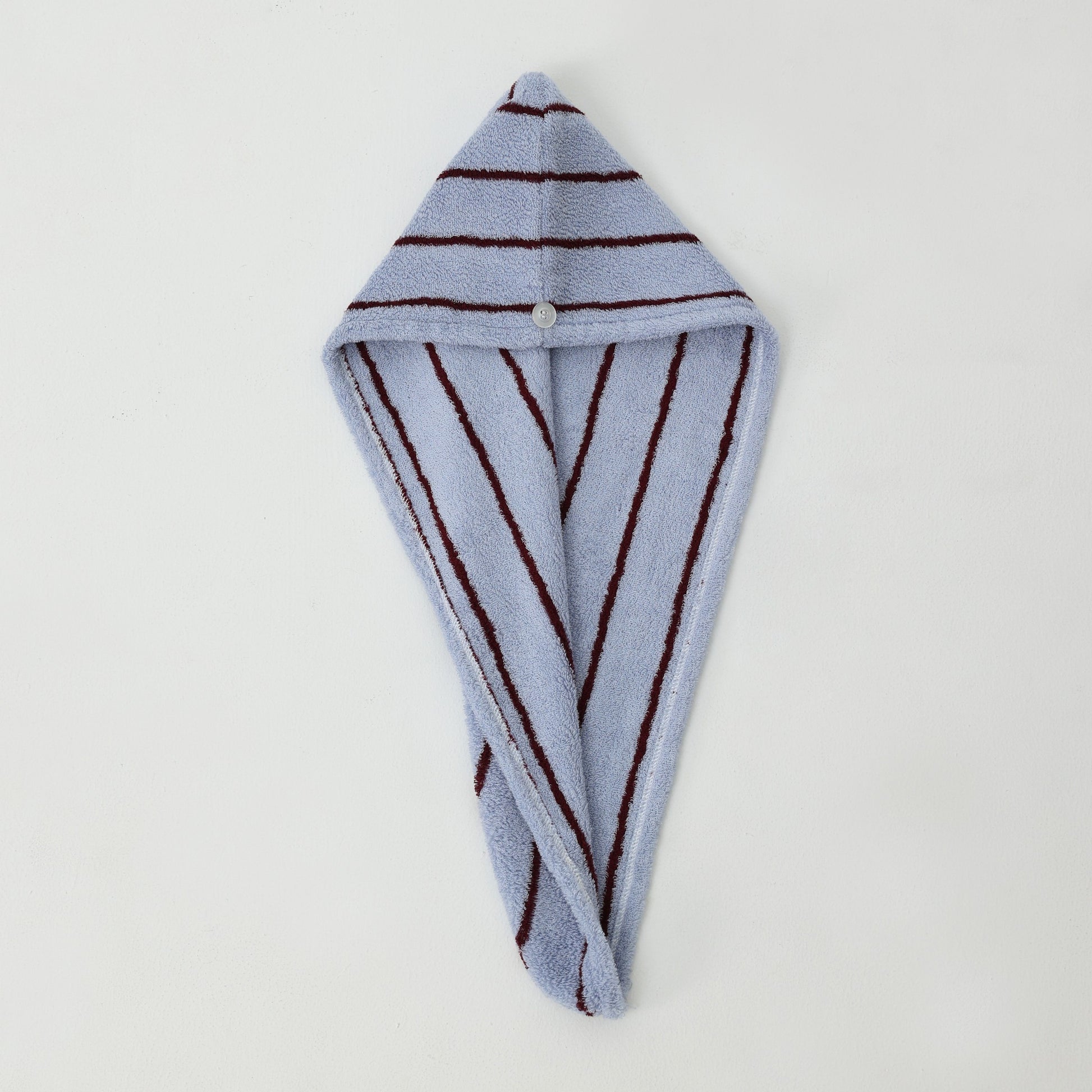 Retro Stripe Cotton Hair Towel Wrap - Blue / Burgundy - view 1