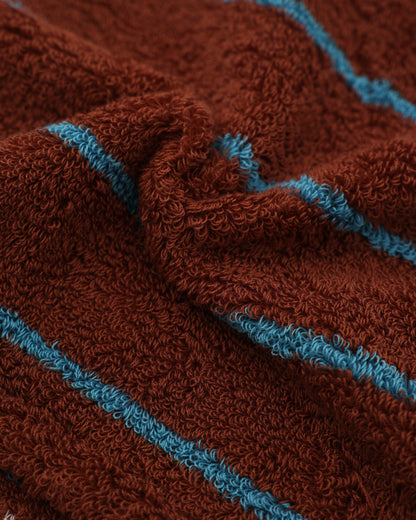 Retro Stripe Cotton Hair Towel Wrap - Mocha / Blue - view 6