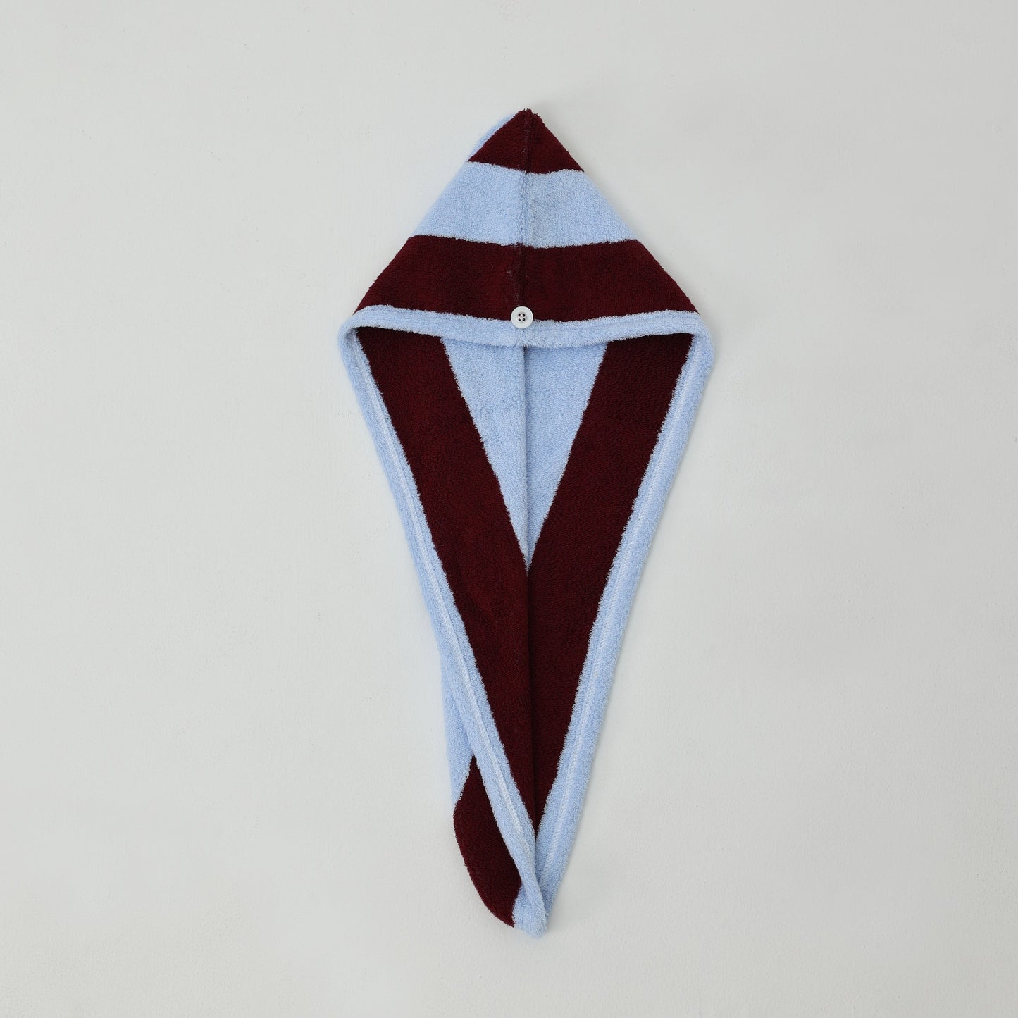Retro Stripe Cotton Hair Towel Wrap - Sky Blue / Bordeaux - view 1