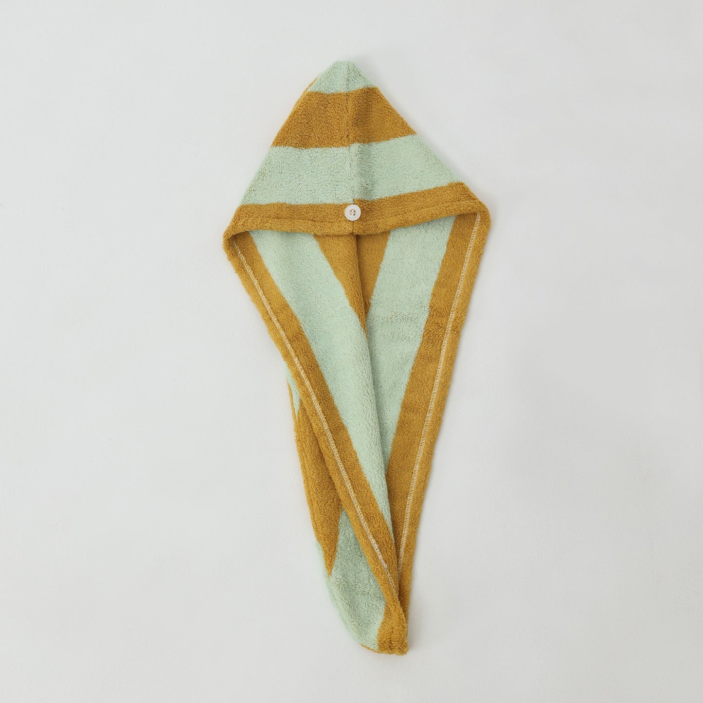 Retro Stripe Cotton Hair Towel Wrap - Teal / Yellow - view 1