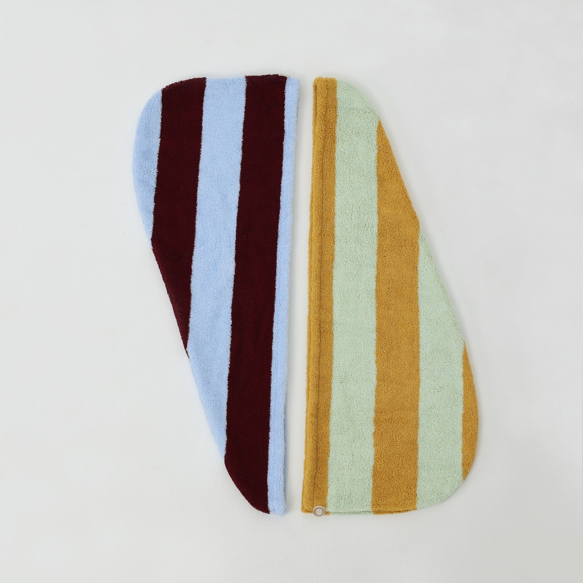 Retro Stripe Cotton Hair Towel Wrap - Teal / Yellow - view 5